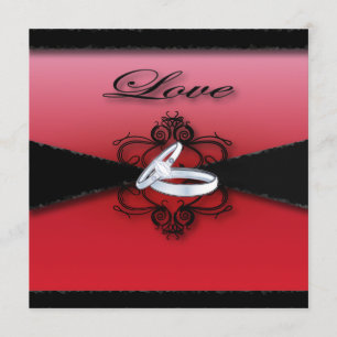 gothic victorian steampunk red and black wedding invitation