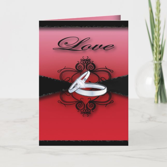 gothic victorian steampunk red and black wedding invitation (Front)