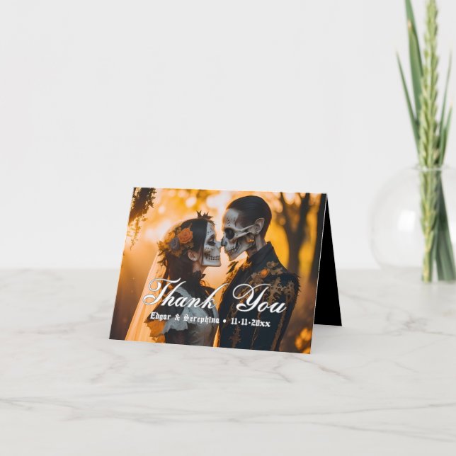 Gothic Victorian Unique Dark Wedding Thank You Card (Front)