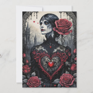 Gothic Victorian Valentine's Day Hearts Roses Holiday Card