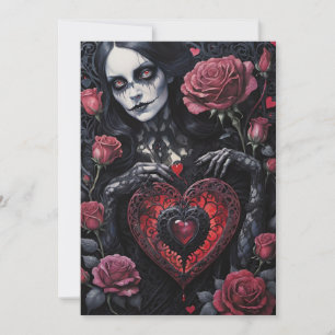 Gothic Victorian Valentine's Day Hearts Roses Holiday Card