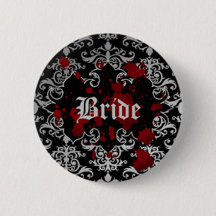 Gothic victorian vampire theme wedding bride 6 cm round badge