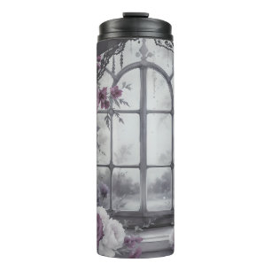 Gothic Victorian Window Purple Rose Lace Frame Art Thermal Tumbler