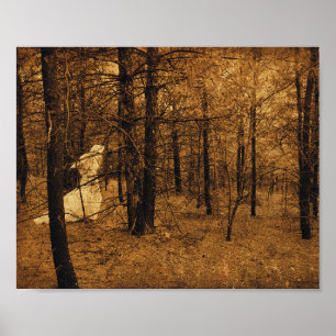 Gothic Vintage Angel Brown Forest Trees  Poster