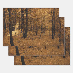 Gothic Vintage Angel Brown Forest Trees Wrapping Paper Sheet