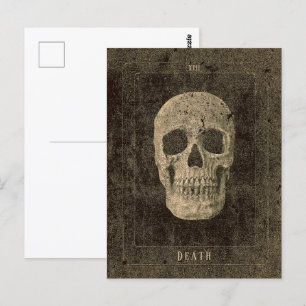 Gothic Vintage Antique Sepia Texture Skull Tarot Postcard
