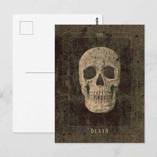 Gothic Vintage Antique Sepia Texture Skull Tarot Postcard (Front/Back)