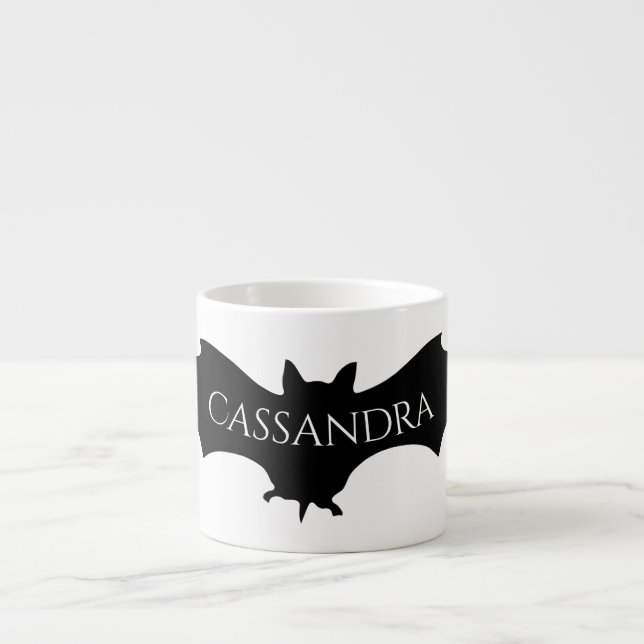 Gothic vintage bat illustration espresso cup (Front)