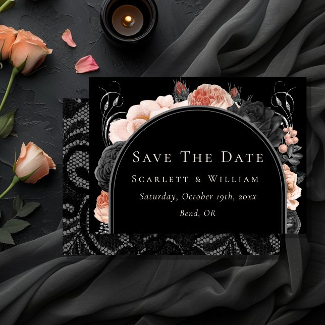 Gothic Vintage Black Blush Arch Wedding Save The Date (Creator Uploaded)