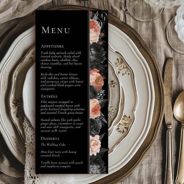 Gothic Vintage Black Blush Wedding Menu (Creator Uploaded)