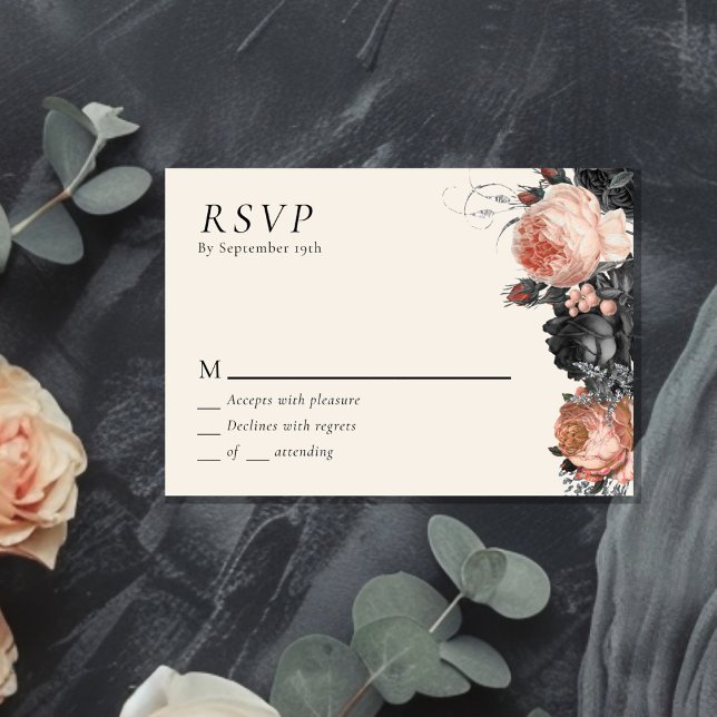 Gothic Vintage Black Blush Wedding RSVP (Creator Uploaded)