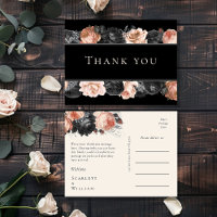 Gothic Vintage Black Blush Wedding Thank You