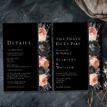 Gothic Vintage Black Till Death Wedding All In One Invitation<br><div class="desc">This gothic vintage black till death wedding all in one invitation is a dark canvas of romance and timeless elegance. This design features traditional motifs intertwined with a moody aesthetic reminiscent of autumn. Delicate watercolor dusty rose and dark blush floral arrangements dance across the black canvas, evoking the ethereal beauty...</div>