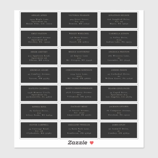 Gothic Vintage Black Wedding Guest Address Labels (Sheet)