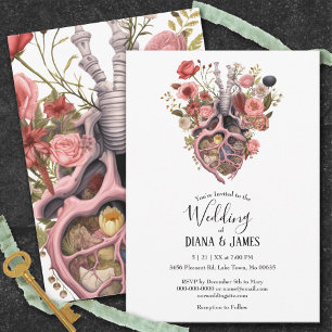 Gothic Vintage Boho Anatomical Heart Wedding Invitation