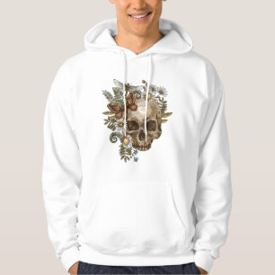 gothic vintage flower skull and butterflies hoodie