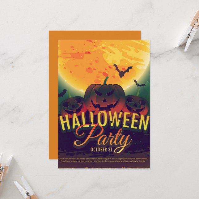 Gothic Vintage Halloween Birthday Party Invitation (Front/Back In Situ)