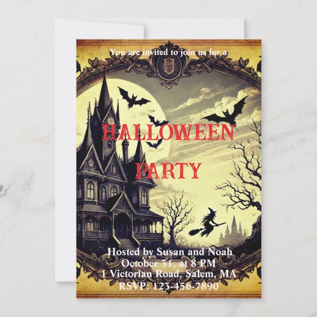  Gothic Vintage Haunted House Halloween Party Invitation (Front)