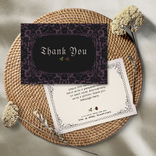 Gothic Vintage Magenta Lace Rose Thank You Card