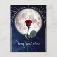Gothic, Vintage, Red Rose, Dark Romance, Night Sky