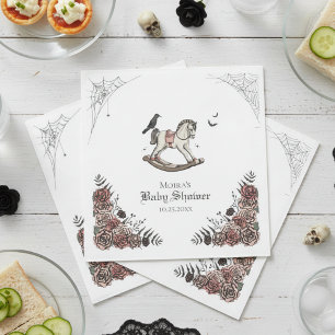 Gothic Vintage Rocking Horse Baby Shower Paper Napkin