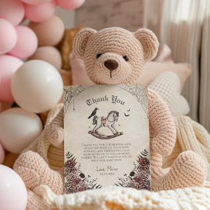 Gothic Vintage Rocking Horse Baby Shower Thank You Card