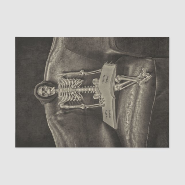 Gothic Vintage Sepia Texture Skeleton Tissue Paper (Front)