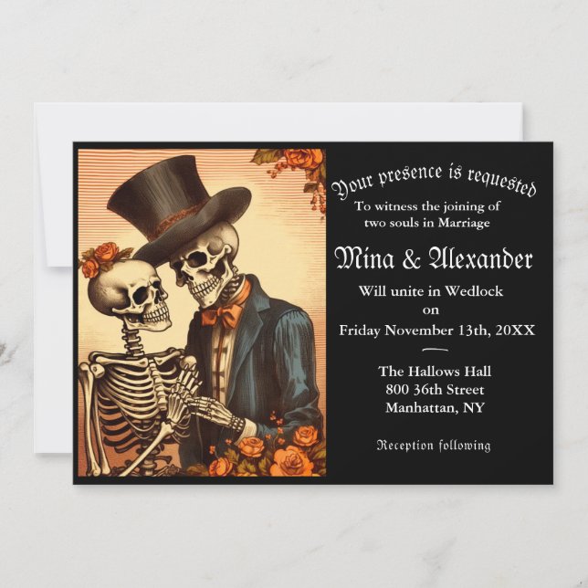 Gothic Vintage Skeleton Couple QRC  (Front)