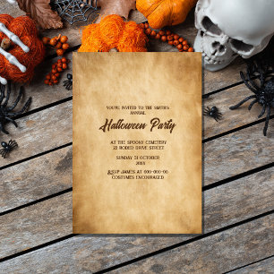 gothic vintage spooky skulls and roses halloween invitation