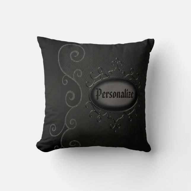Gothic Vintage Swirls Personalised Throw Pillow (Front)