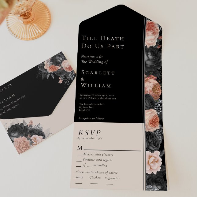 Gothic Vintage Till Death Menu Choice RSVP Wedding All In One Invitation (Creator Uploaded)
