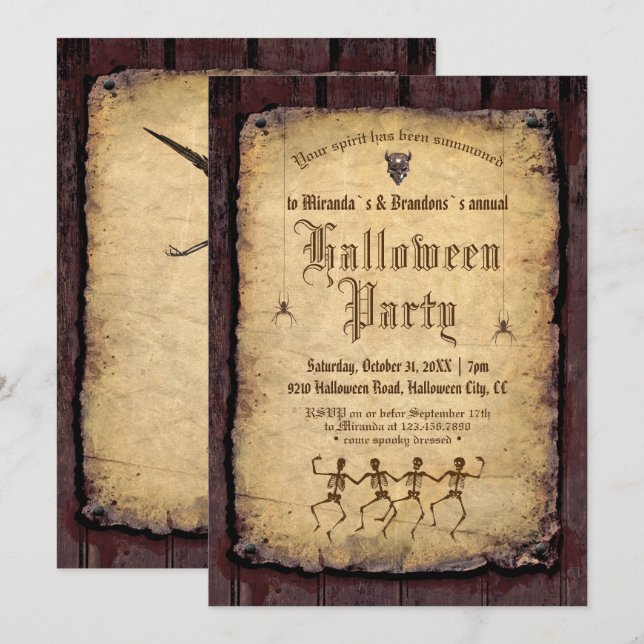 Gothic Vintage Victorian Halloween Party Invitation (Front/Back)