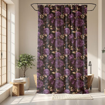 Gothic Violet And Gold Dark Botanical Pattern