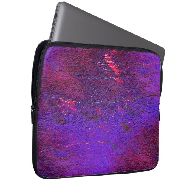 Gothic violet to red  enlarged leather stained     laptop sleeve (Front Right)