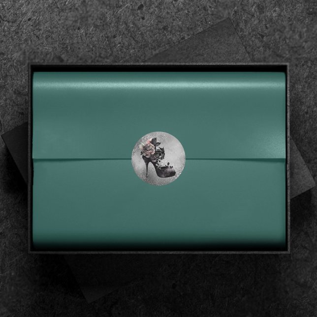 Gothic Vogue | Muted Pastel Rose Fashion Stiletto Classic Round Sticker (Creator Uploaded)