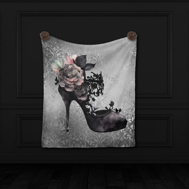 Gothic Vogue | Muted Pastel Rose Fashion Stiletto Fleece Blanket (Creator Uploaded)