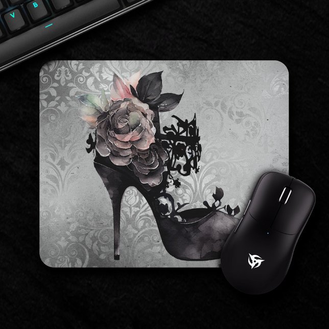 Gothic Vogue | Muted Pastel Rose Fashion Stiletto Mouse Mat (Creator Uploaded)