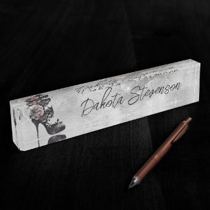 Gothic Vogue   Muted Pastel Rose Fashion Stiletto Nameplate