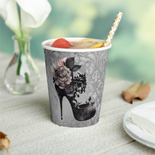 Gothic Vogue   Muted Pastel Rose Fashion Stiletto Paper Cups