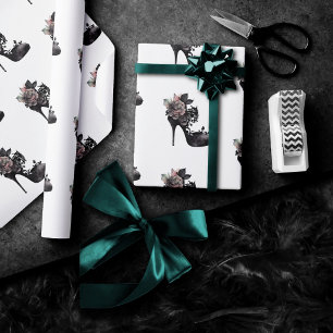Gothic Vogue   Muted Pastel Rose Fashion Stiletto Wrapping Paper