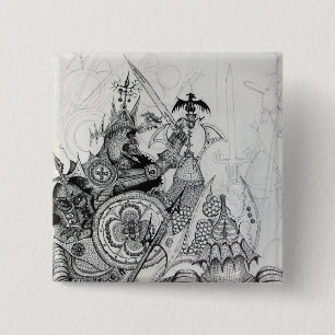GOTHIC WARRIORS,Barbarian Knights,Fantasy 15 Cm Square Badge