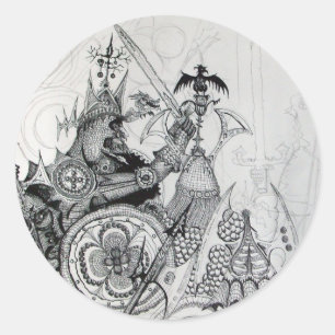 GOTHIC WARRIORS,Barbarian Knights,Fantasy Classic Round Sticker