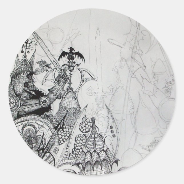 GOTHIC WARRIORS,Barbarian Knights,Fantasy Classic Round Sticker (Front)