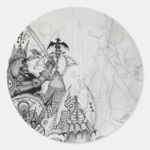GOTHIC WARRIORS,Barbarian Knights,Fantasy Classic Round Sticker
