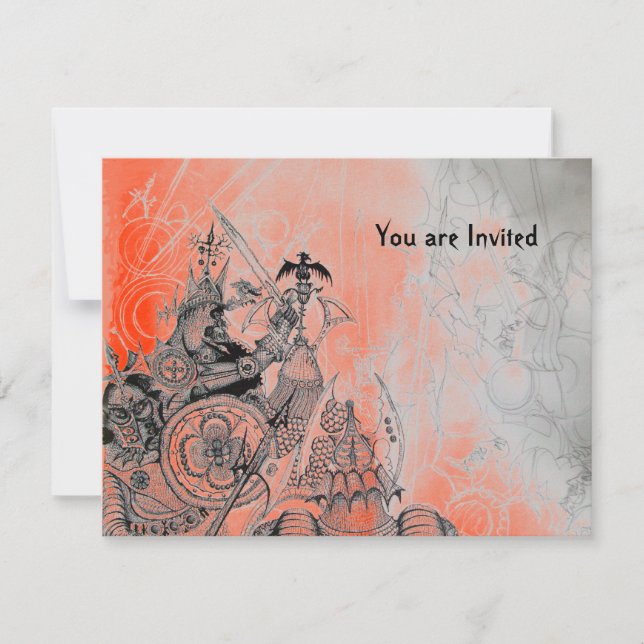 GOTHIC WARRIORS , black, white and red Invitation (Front)