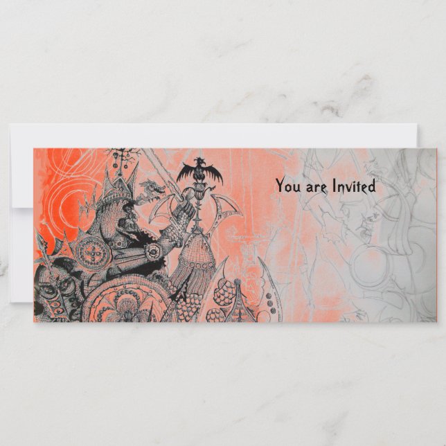 GOTHIC WARRIORS , black, white and red Invitation (Front)