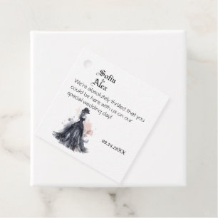 Gothic watercolor floral black wedding favour tags