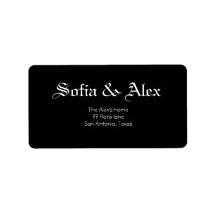 Gothic watercolor floral black wedding label