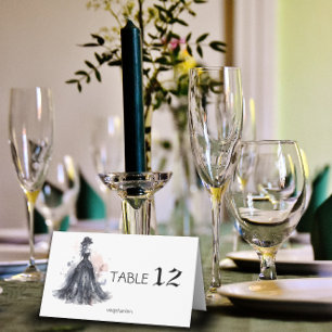 Gothic watercolor floral black wedding place card