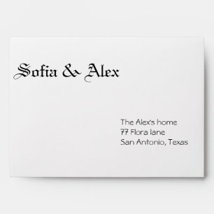 Gothic watercolor floral black white wedding envelope